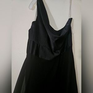 one-shoulder crepe-back satin bridesmaid dress